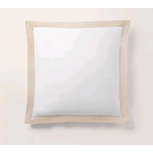 NEW RALPH LAUREN Organic Cotton Sateen Border Euro Sham Coastal Sand 624 TC - Picture 1 of 7